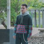 Nico’s mixed plaid hoodie on Elite