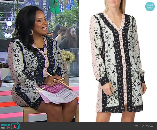 Nicole Miller Tulip Ditzy Button Down Dress worn by Sheinelle Jones on Today