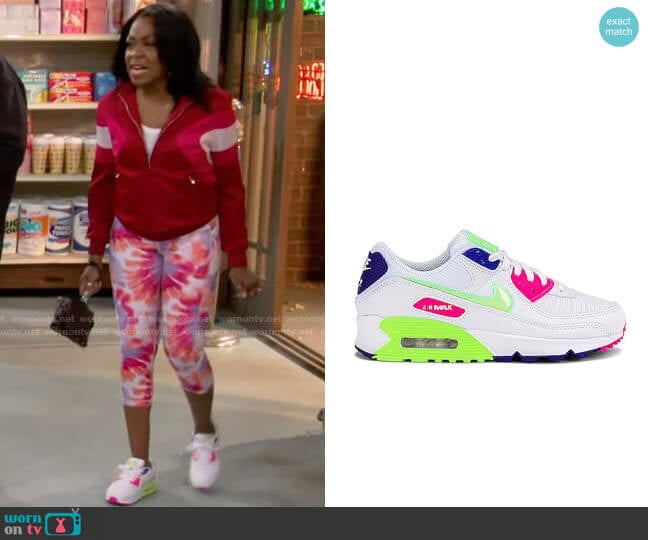 Nike Air Max 90 Sneakers in White, Volt, Indigo Burst & Pink Blast worn by Tina Butler (Tichina Arnold) on The Neighborhood
