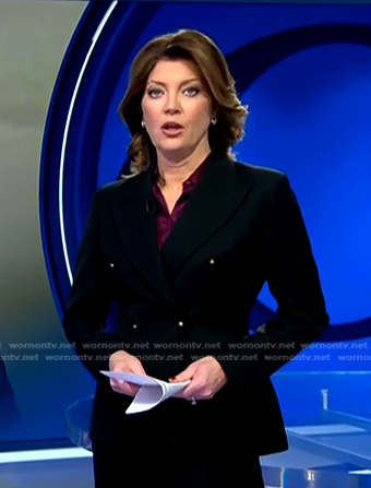 Norah’s black double breasted blazer on CBS Evening News