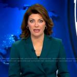 Norah’s teal double breasted blazer on CBS Evening News