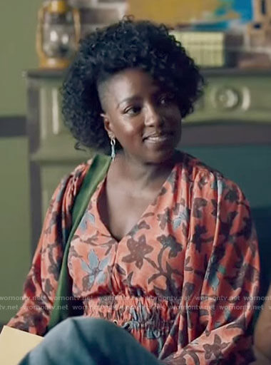 Nova’s orange floral blouse on Queen Sugar