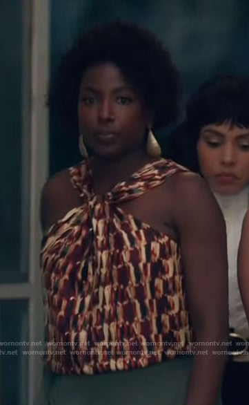 Nova’s printed twist neck top on Queen Sugar