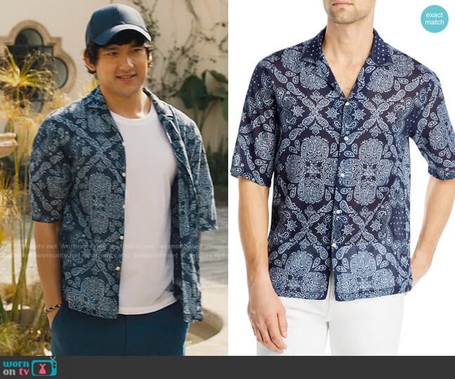 Officine Generale Eren Shirt in Bandana Print worn by Ethan Spiller (Will Sharpe) on The White Lotus