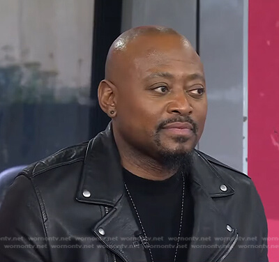 Omar Epps’s black leather moto jacket on Today