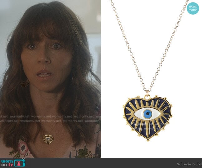 Peggy Li Bold Eye Necklace worn by Judy Hale (Linda Cardellini) on Dead to Me