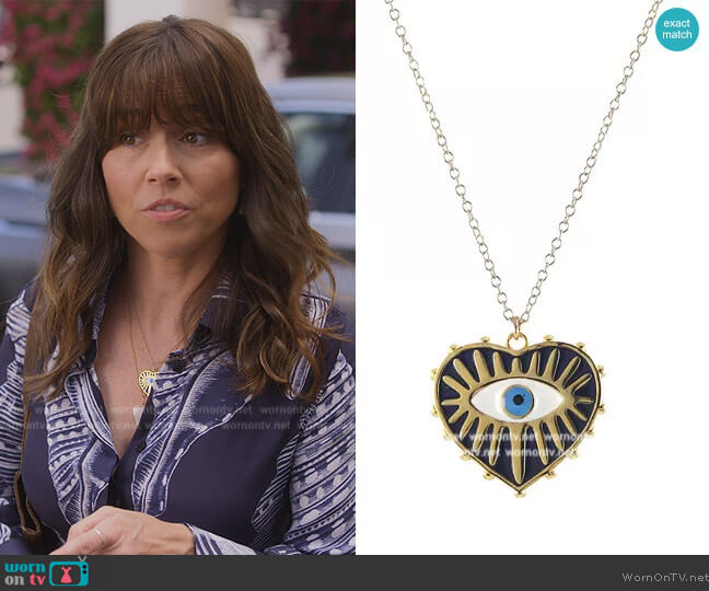 Peggy Li Bold Eye Necklace worn by Judy Hale (Linda Cardellini) on Dead to Me