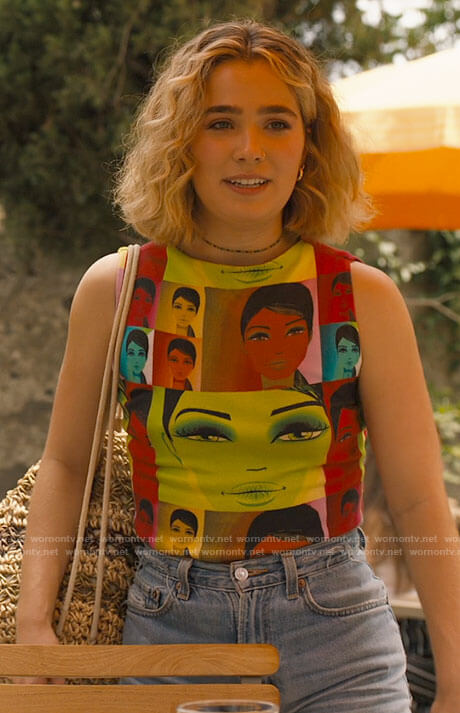 Portia’s face graphic top on The White Lotus