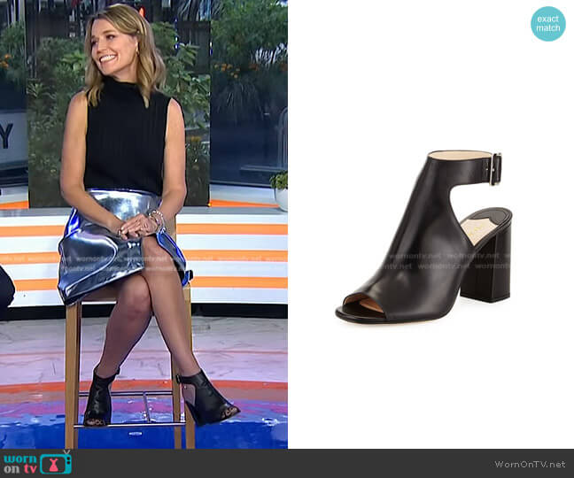 Prada Leather Ankle-Wrap Sandal worn by Savannah Guthrie on Today