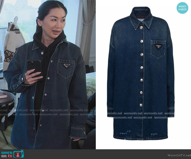 Prada Logo-plaque denim shirt