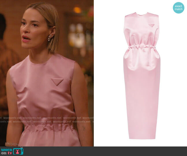 Prada Ruched Satin Midi Dress worn by Alice Pieszecki (Leisha Hailey) on The L Word Generation Q