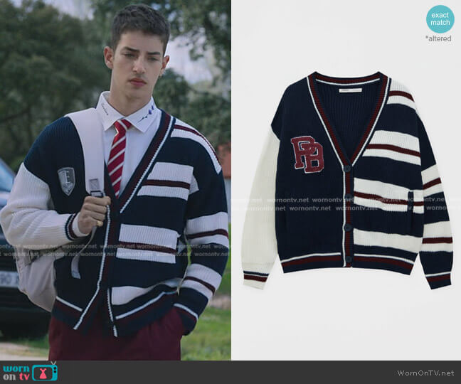 Pull & Bear Varsity Jacket with Patch Detail worn by Patrick Blanco (Manu Rios) on Elite