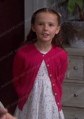 Rachel’s pink cardigan on Days of our Lives