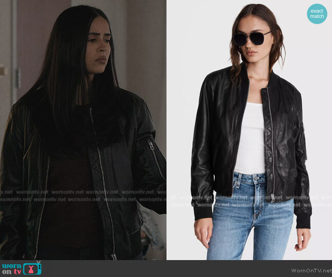 Rag and Bone Manston Leather Bomber worn by Saanvi (Parveen Kaur) on Manifest