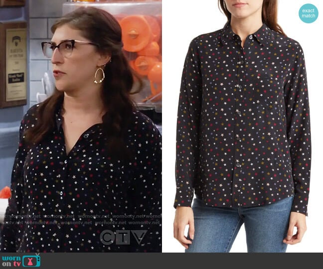 Rails Kate Shirt in Rainbow Stars worn by Kat Silver (Mayim Bialik) on Call Me Kat