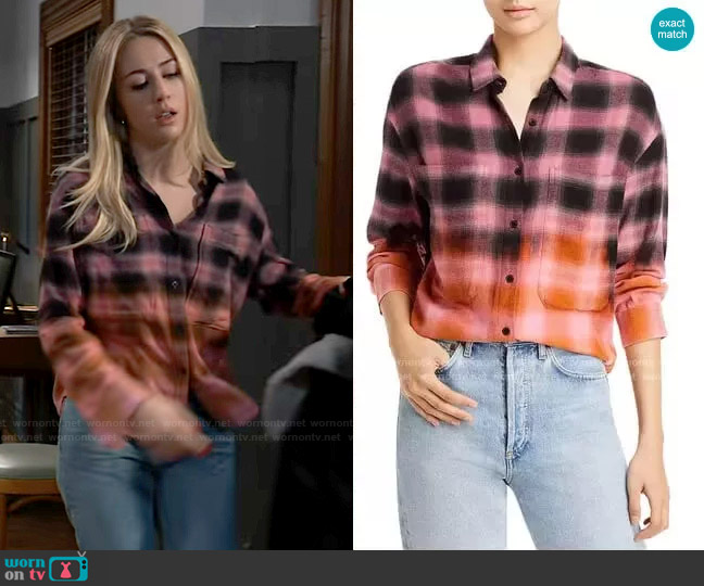 Rails Tierra Plaid Button Down Shirt worn by Josslyn Jacks (Eden McCoy) on General Hospital