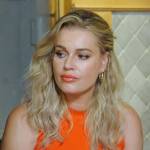 Rebecca’s orange sleeveless knit dress on The Real Love Boat