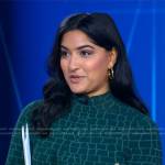 Reena Roy’s green printed mock neck dress on Good Morning America