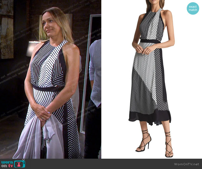 Reiss Ila Mixed Stripe Halter Midi Dress worn by Nicole Walker (Arianne Zucker) on Days of our Lives
