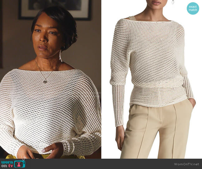 Reiss Lulu Open Stitch Dolman Sleeve Cotton Sweater worn by Athena Grant (Angela Bassett) on 9-1-1
