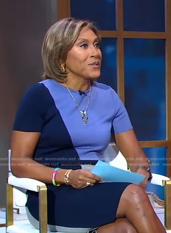 Robin’s colorblock sheath dress on Good Morning America