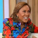 Robin’s floral satin blouse on Sherri