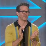 Ryan Reynolds’ stripe polo sweater on The Kelly Clarkson Show