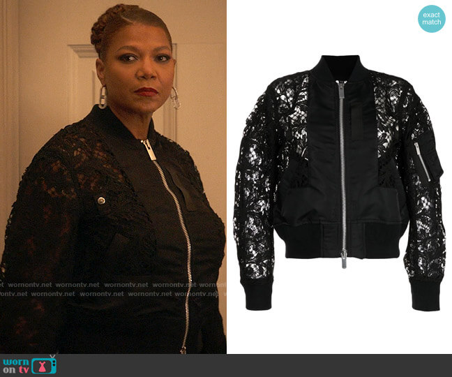 Sacai Lace Detail Bomber Jacket worn by Robyn McCall (Queen Latifah) on The Equalizer