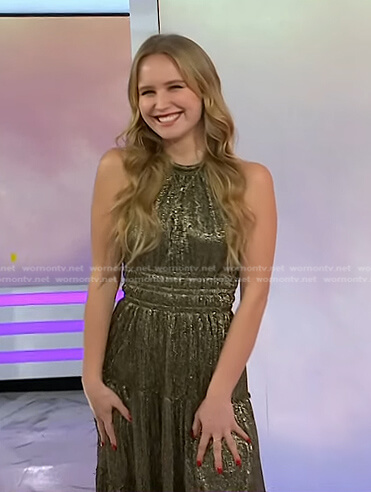 Sailor’s metallic halter dress on Today