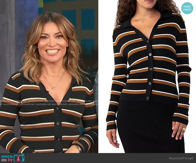 Sanctuary Your Love Striped Cardigan worn by Kit Hoover on Access Hollywood