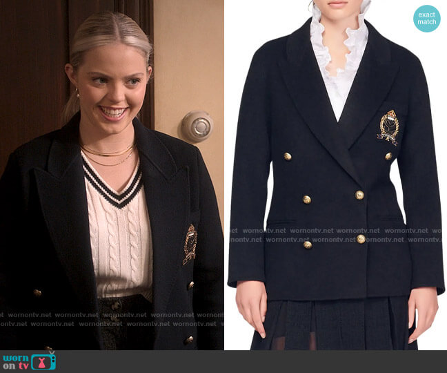 Sandro Navie Coat worn by Leighton Murray (Reneé Rapp) on The Sex Lives of College Girls