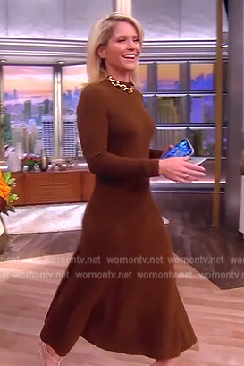Sara’s brown knit midi dress on The View