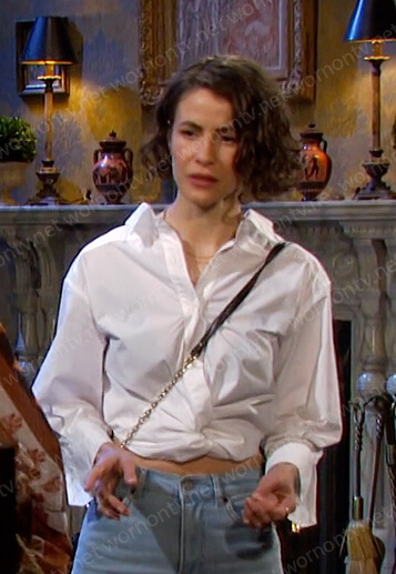 Sarah’s white cropped shirt on Days of our Lives