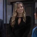 Sasha’s black keyhole cutout mini dress on General Hospital