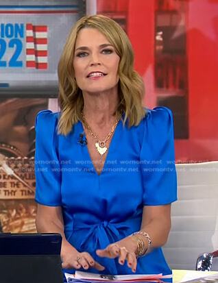 Savannah’s blue tie waist dress on Today