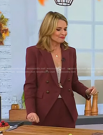 Savannah’s brown double breasted blazer and pants on Today