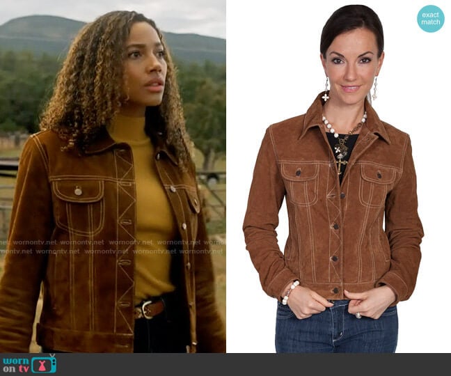 Scully Cafe Brown Boar Suede Jean Jacket worn by Cassie Dewell (Kylie Bunbury) on Big Sky