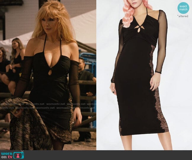 Self Portrait Lace Insert Midi-Dress worn by Beth Dutton (Kelly Reilly) on Yellowstone
