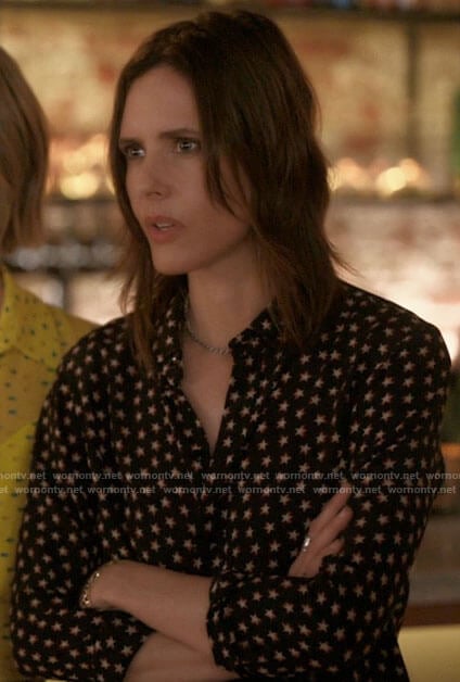 Shane’s black star print shirt on The L Word Generation Q