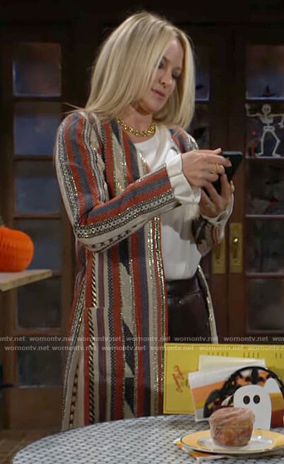 Sharon’s metallic stripe jacket on The Young and the Restless