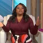 Sherri’s burgundy wrap top on Sherri