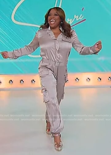 Sherri’s silver metallic jumpsuit on Sherri
