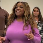 Sherri’s pink cold shoulder sweater on Sherri