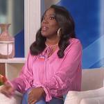 Sheryl’s pink satin tie neck blouse on The Talk