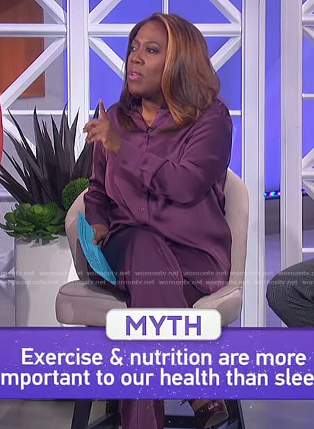 Sheryl’s purple satin blouse on The Talk