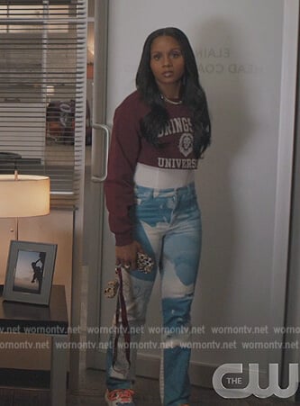 Simone’s printed jeans on All American Homecoming