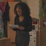 Simone’s brown printed ruched skirt All American Homecoming