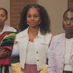 Simone’s white denim jacket with painted sleeves on All American Homecoming