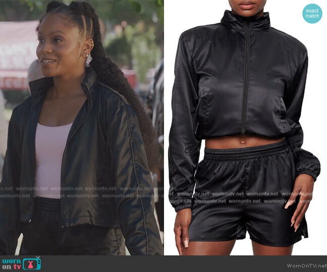 Skims Utility Sport Zip-Up Crop Jacket worn by Simone (Geffri Hightower) on All American Homecoming