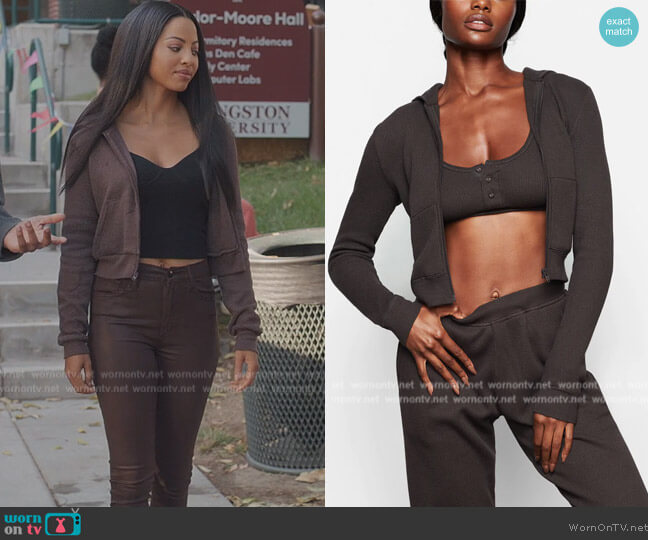 Skims Waffle Hoodie worn by Thea (Camille Hyde) on All American Homecoming